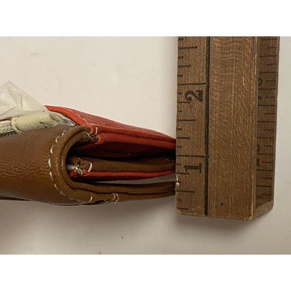 RELIC‎ Boho Style Faux Leather Brown Orange Checkbook Wallet Slots NWT - Picture 13 of 13